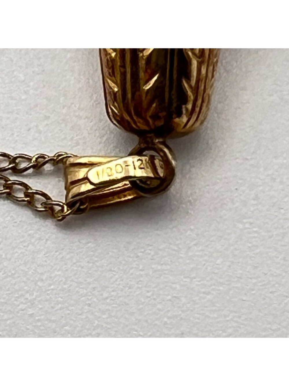 Vintage Gold Filled Pendant Necklace Floating Opal Chip 1/20 12K Glass Orb - Picture 6 of 13